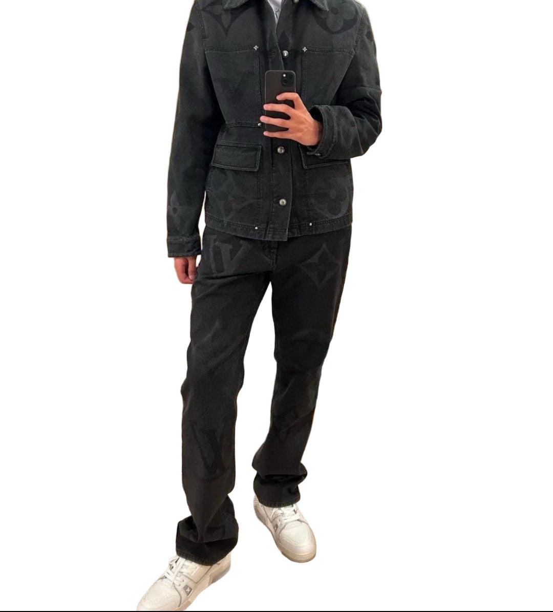 Black Monogram Shadow Denim Jeans