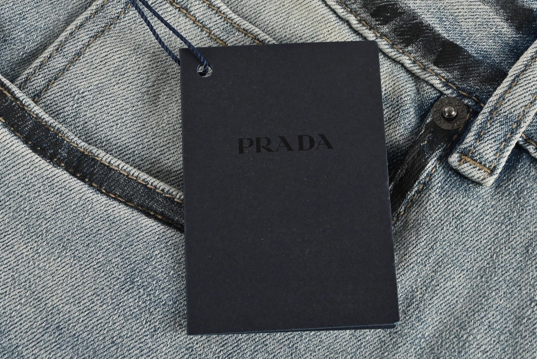 Men's Washed Grey Distressed Denim Jeans