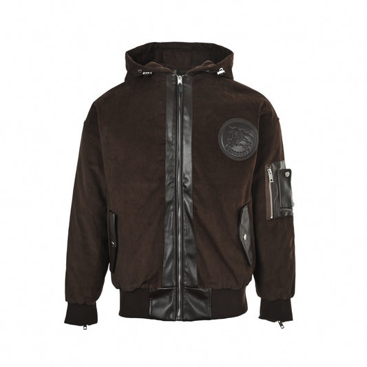 Embossed Equestrian Knight Panel Hooded Jacket