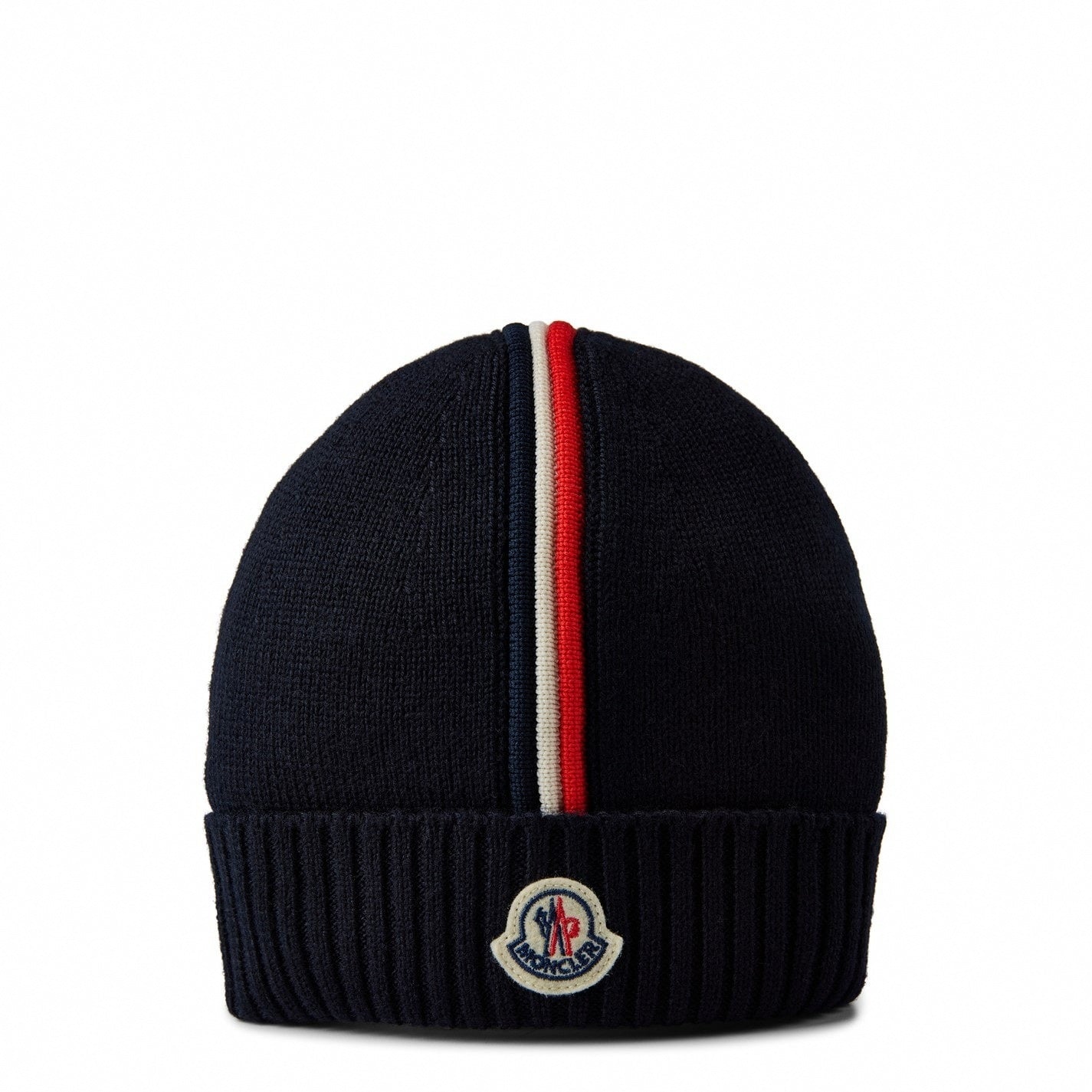 Stripe Wool Beanie in Navy