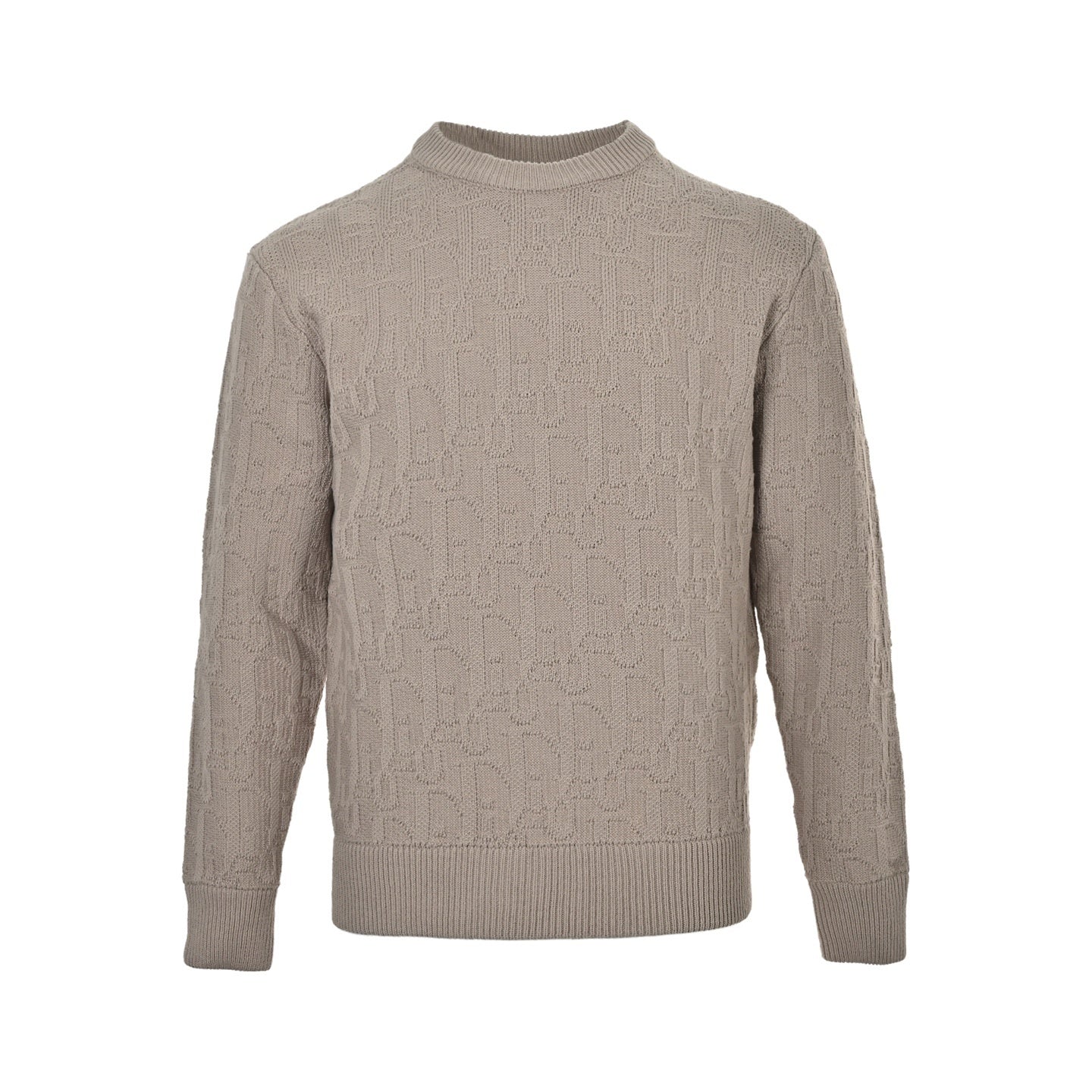 Beige Textured Oblique Knit Sweater