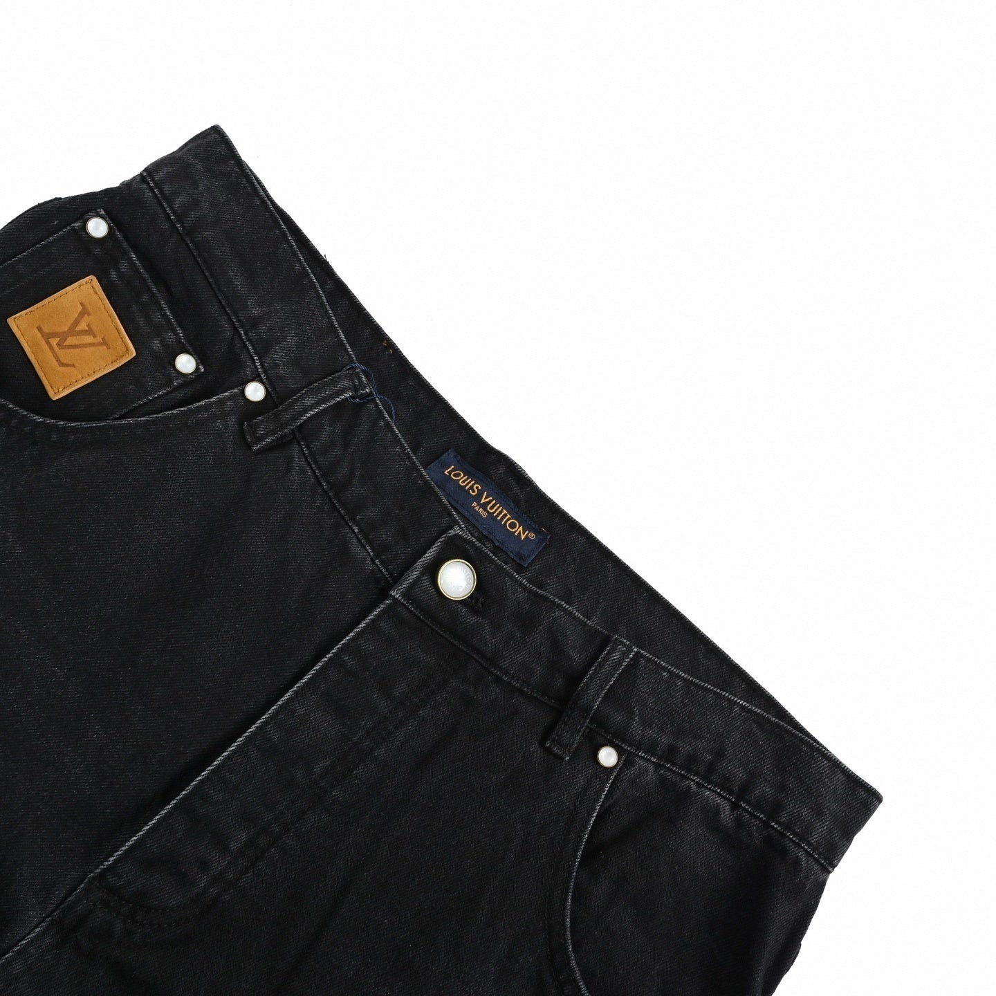 Monogram Patch Black Denim Jeans