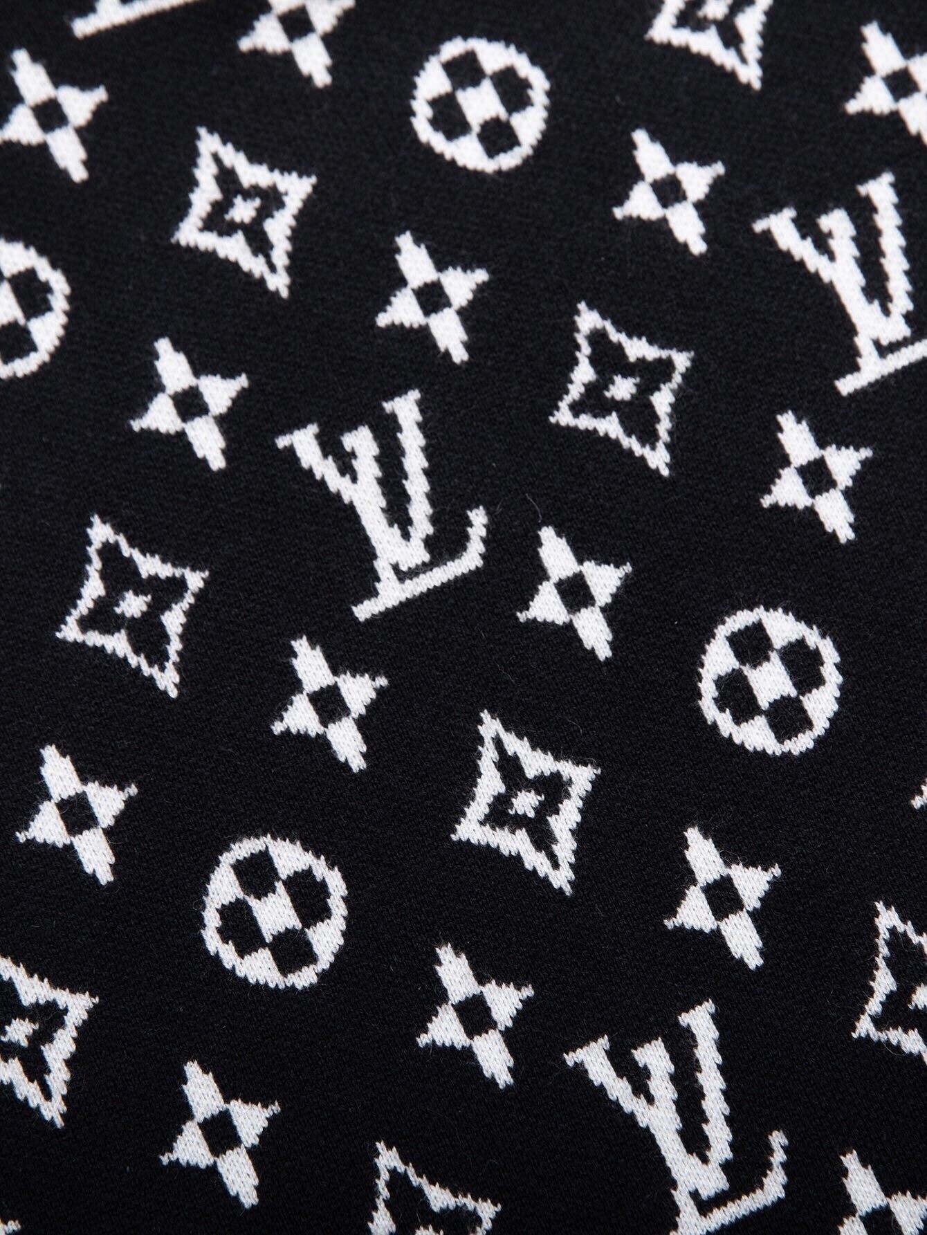 Monochrome Monogram Wool Jumper- Black