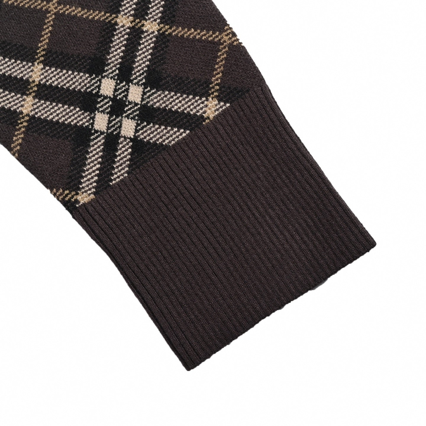 Brown Checked Wool Jumper