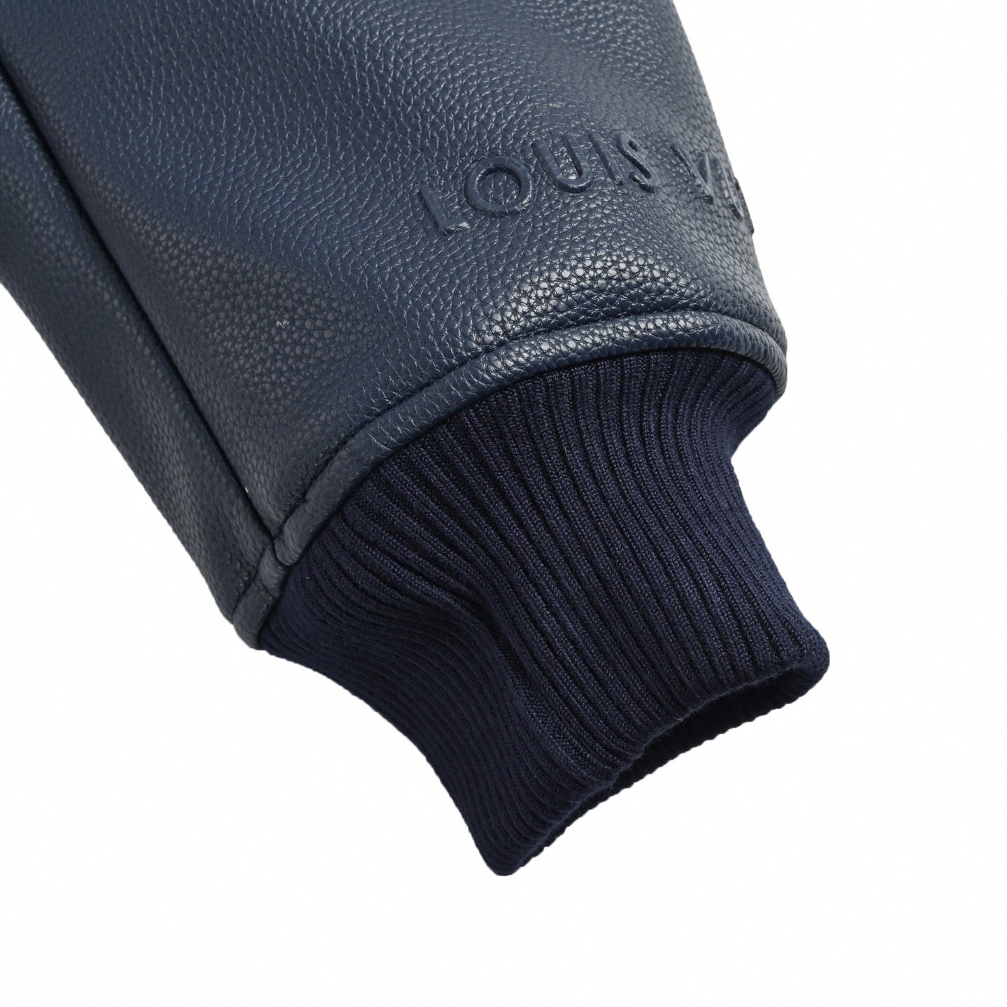 Navy Monogram Embossed Varsity Jacket