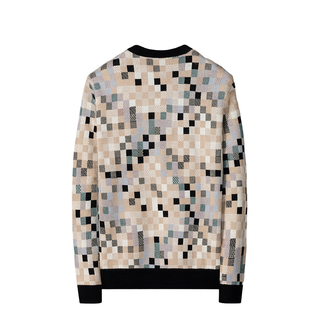 Pixel Mosaic Knit Crewneck Sweater