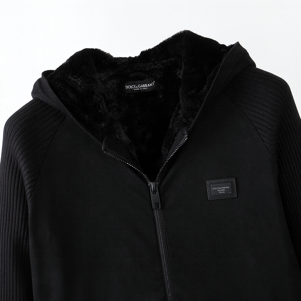 Faux-Fur Lined Hooded Zip Jacket