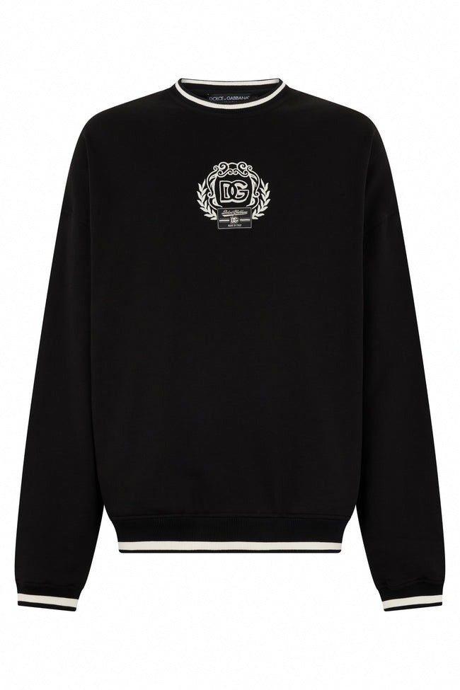 Black Cotton DG Sweatshirt with Embroidered Logo