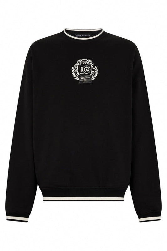 Black Cotton DG Sweatshirt with Embroidered Logo