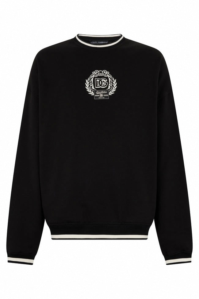 Black Cotton DG Sweatshirt with Embroidered Logo