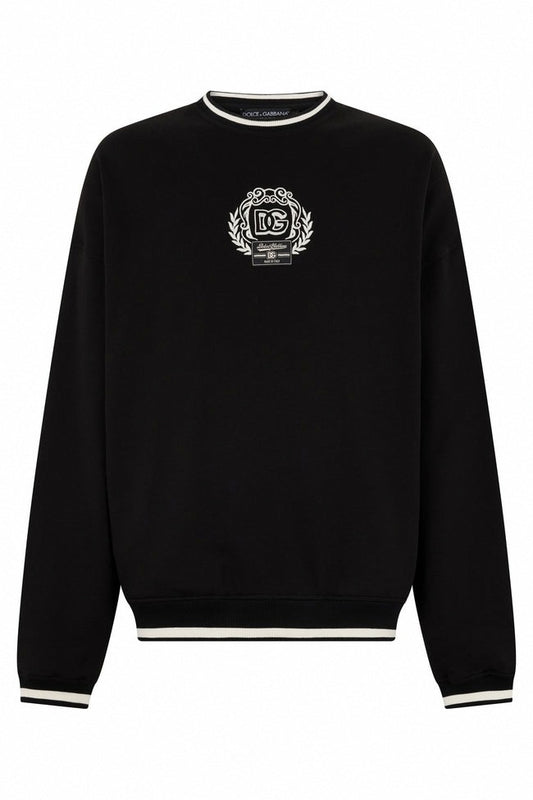Black Cotton DG Sweatshirt with Embroidered Logo