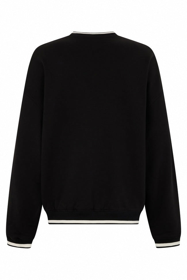 Black Cotton DG Sweatshirt with Embroidered Logo