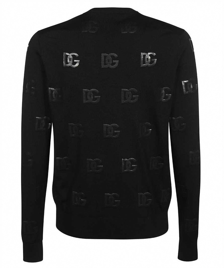 Black Embossed DG Logo Wool Sweater