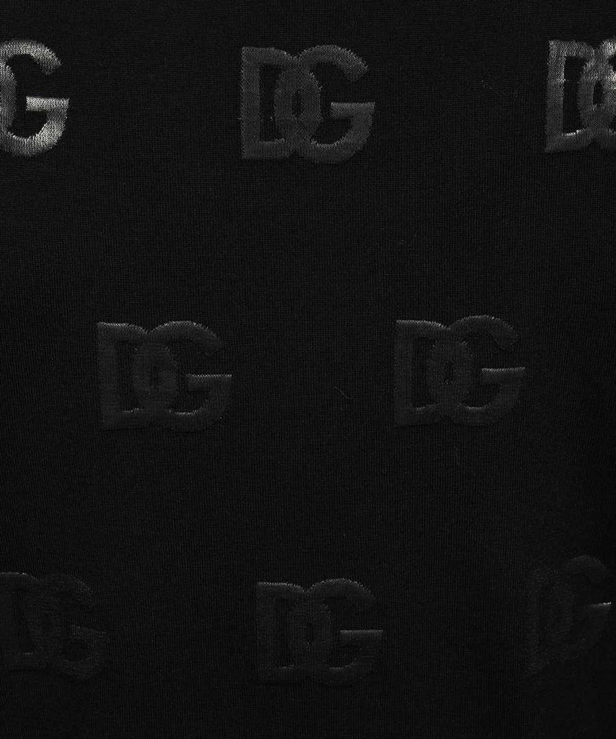 Black Embossed DG Logo Wool Sweater