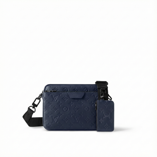 Trio Messenger – Navy Monogram Shadow Calfskin with Modular Design