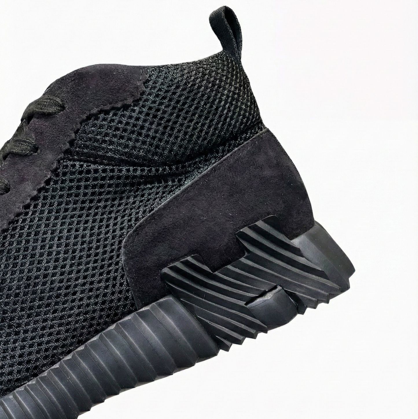 High-Top Sneakers in Black Suede Calfskin and Mesh