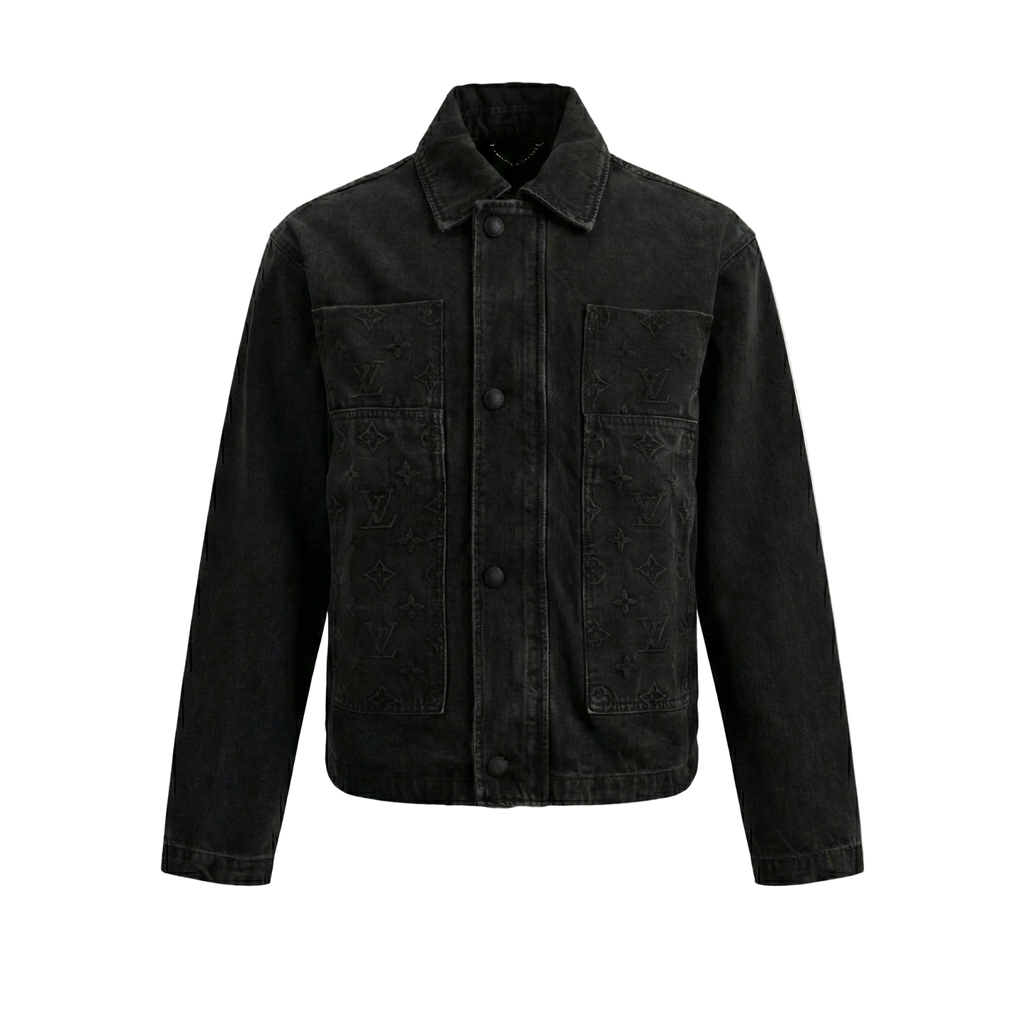 Black Monogram Embossed Denim Jacket