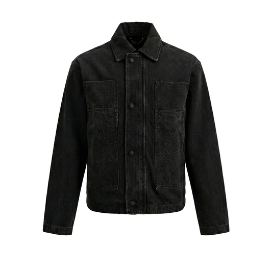 Black Monogram Embossed Denim Jacket