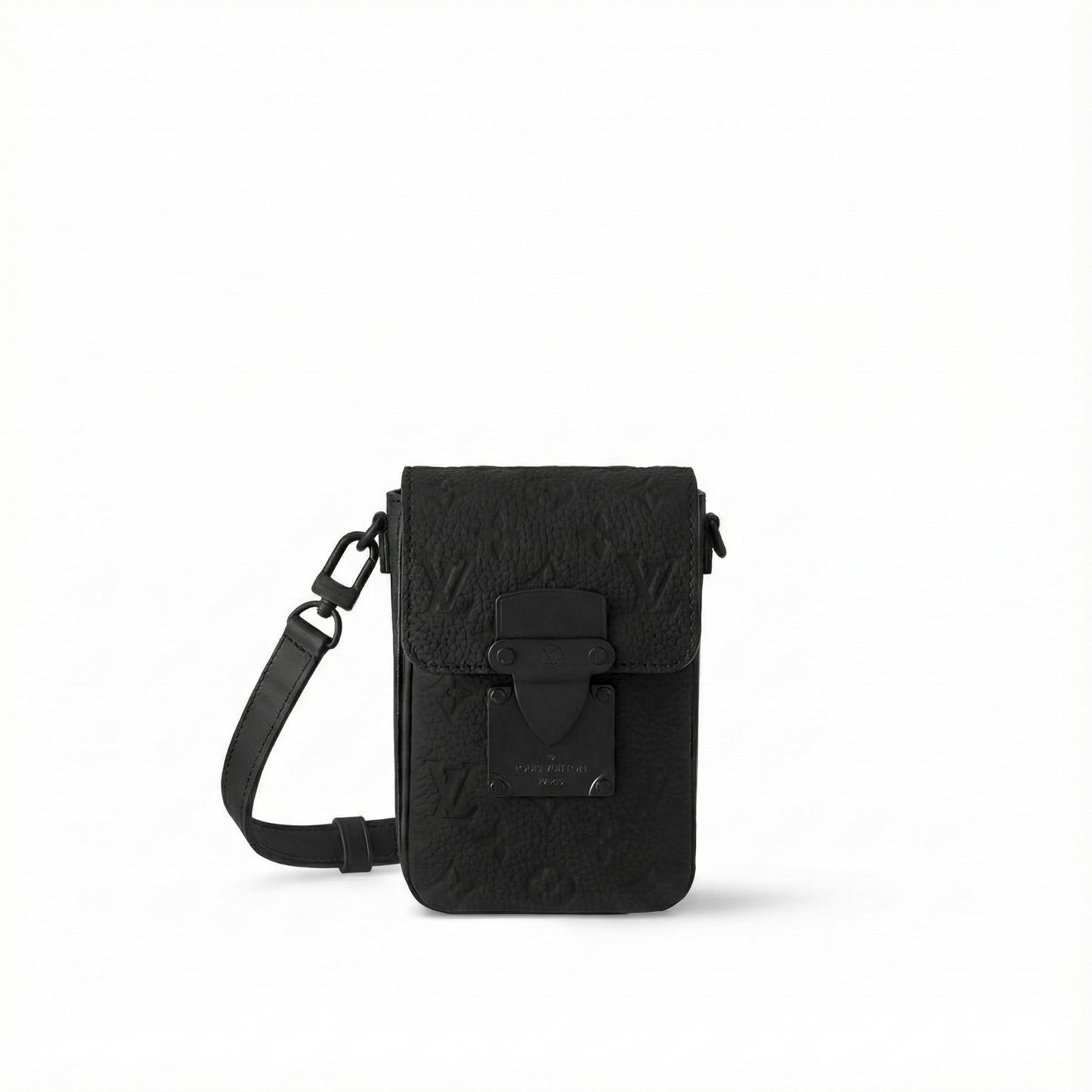 S-Lock Vertical Wearable Wallet in Black Taurillon Monogram Leather