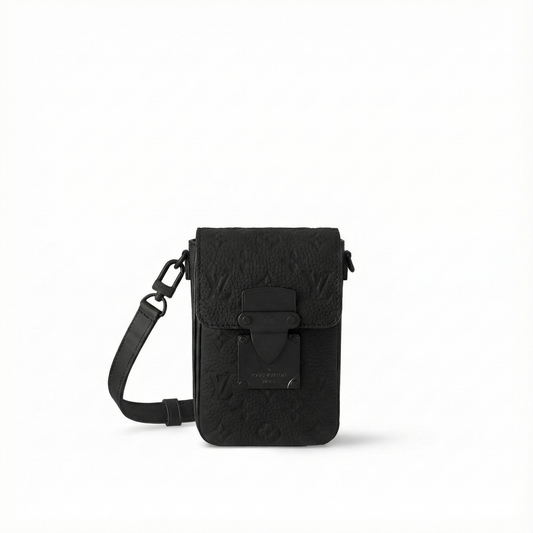 S-Lock Vertical Wearable Wallet in Black Taurillon Monogram Leather