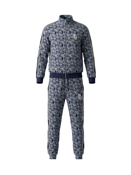 Oblique Jacquard Zip-Up Tracksuit Set