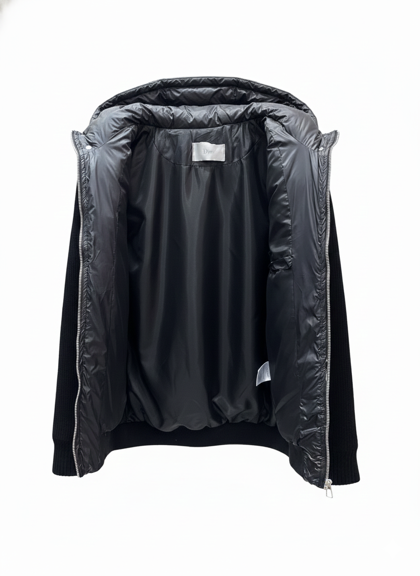 Hybrid Down Jacket with Knit Sleeves