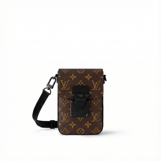 S-Lock Vertical Wearable Wallet in Monogram Macassar Canvas