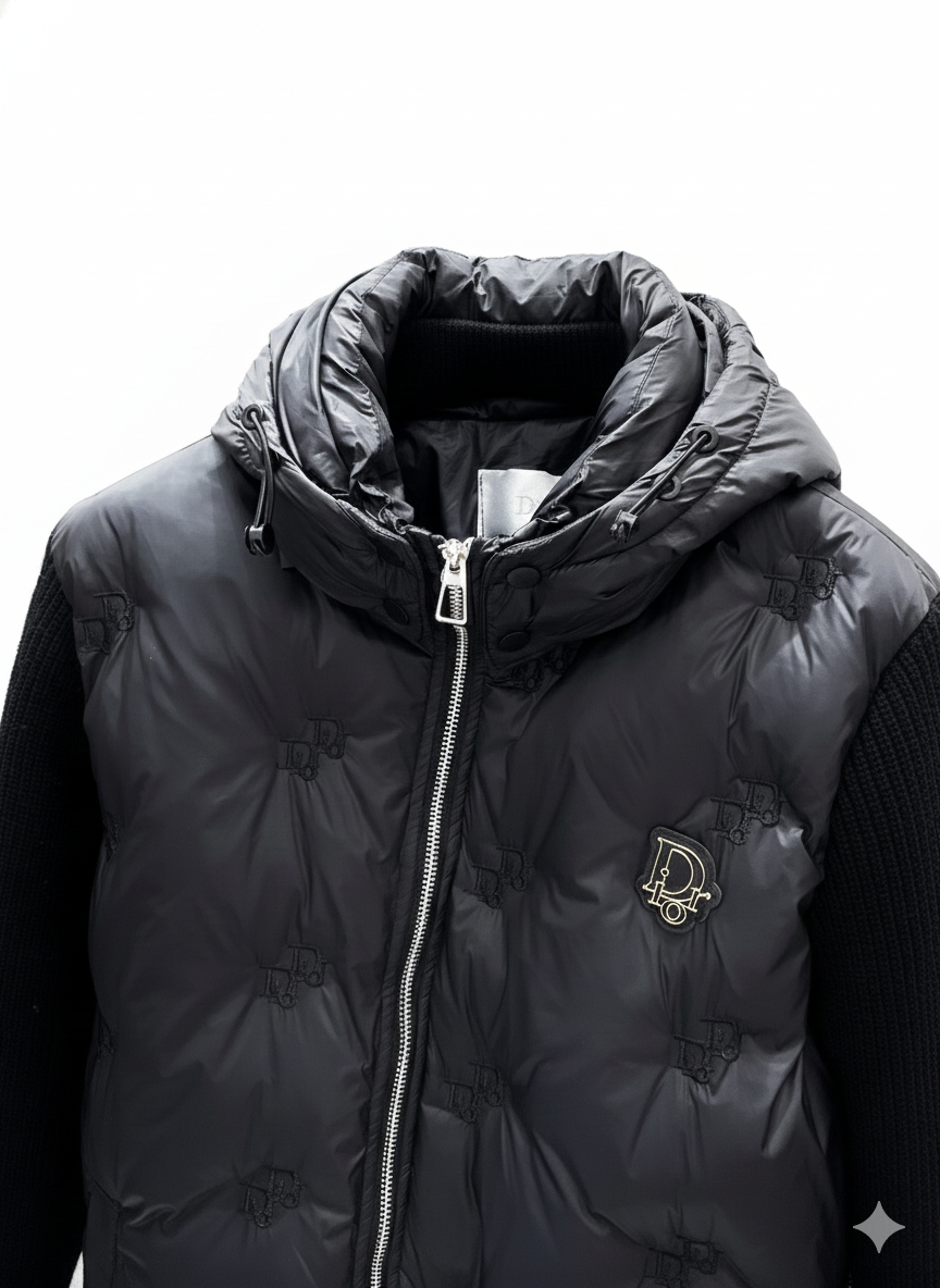 Hybrid Down Jacket with Knit Sleeves
