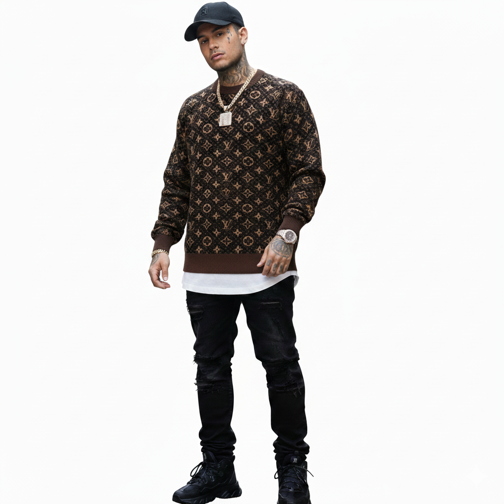 LV Brown Monogram Knit Sweater