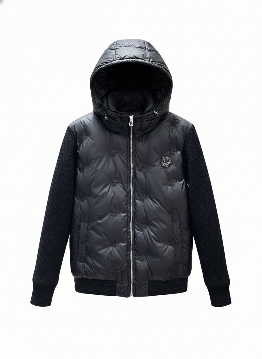 Hybrid Down Jacket with Knit Sleeves