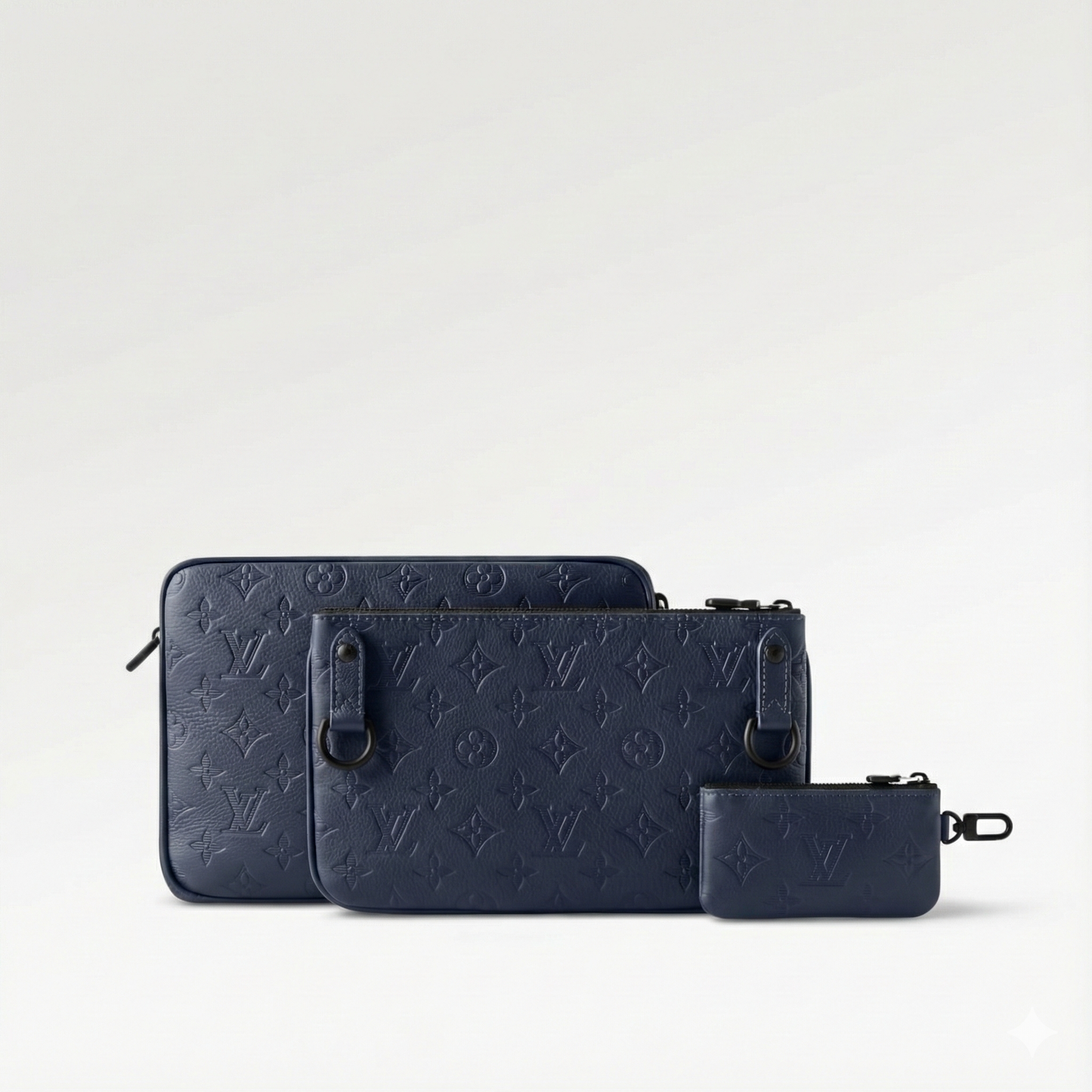 Trio Messenger – Navy Monogram Shadow Calfskin with Modular Design