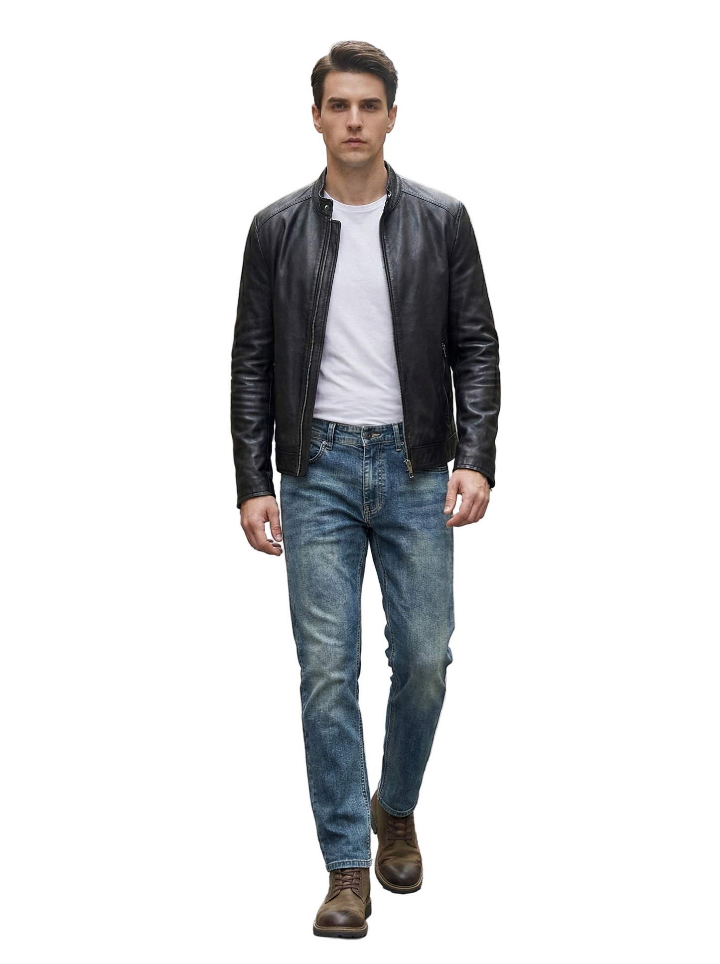 Classic Light-Wash Stretch Denim Jeans