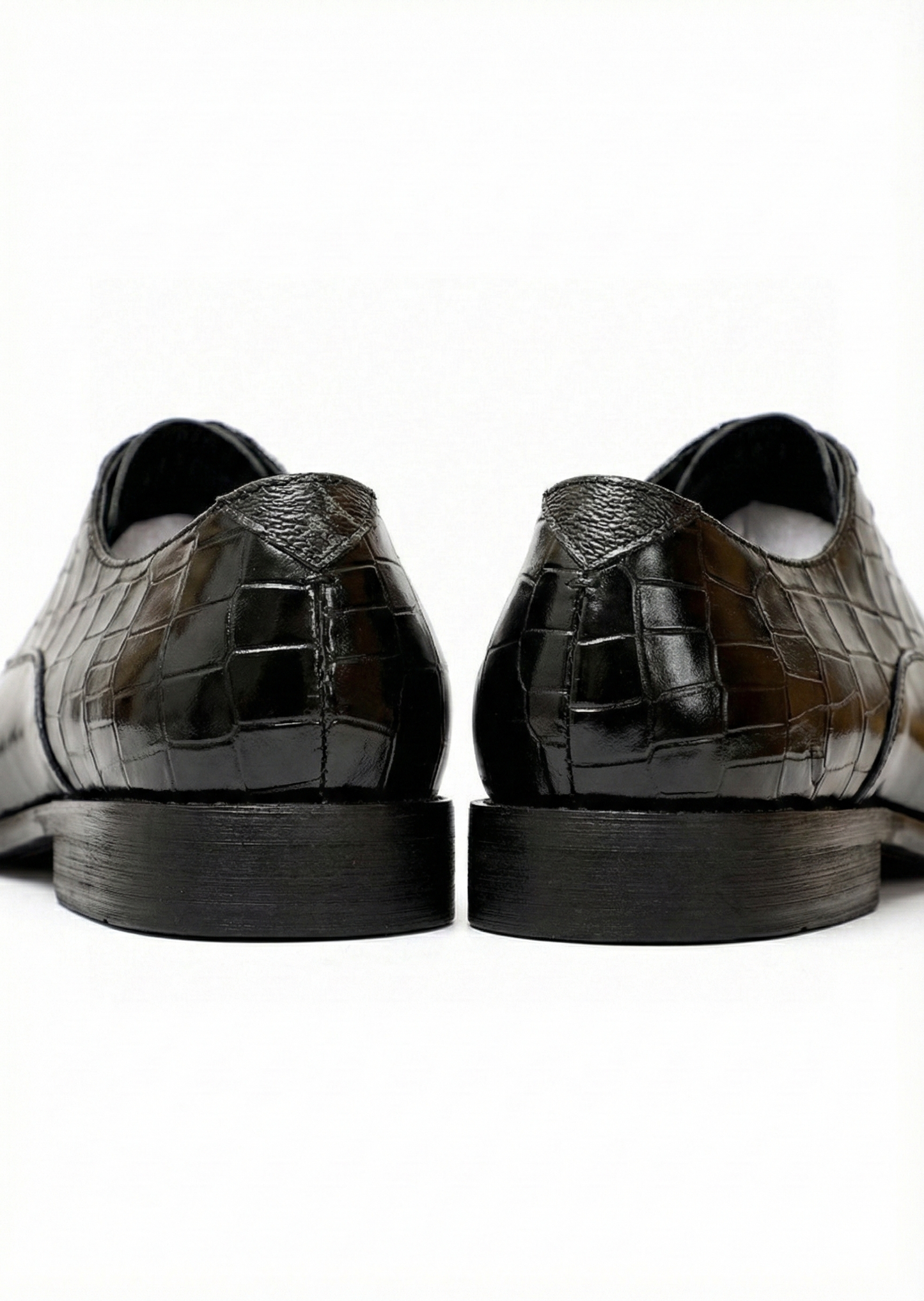 Black Patent Croc-Embossed Oxford Shoes