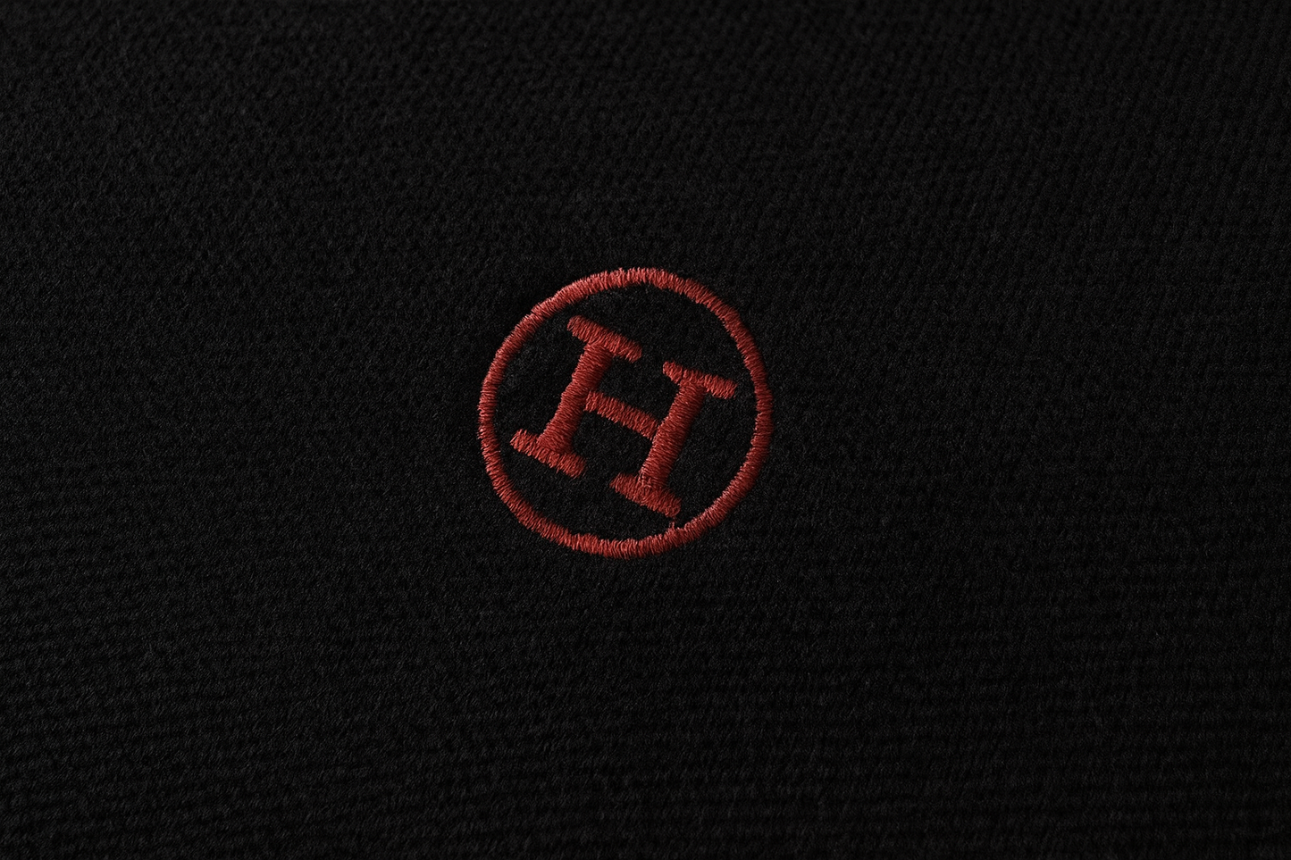 Signature Black Wool Crewneck Sweater with Red Trim