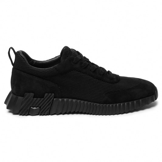 Bouncing Sneaker in in All-Black Mesh and Suede