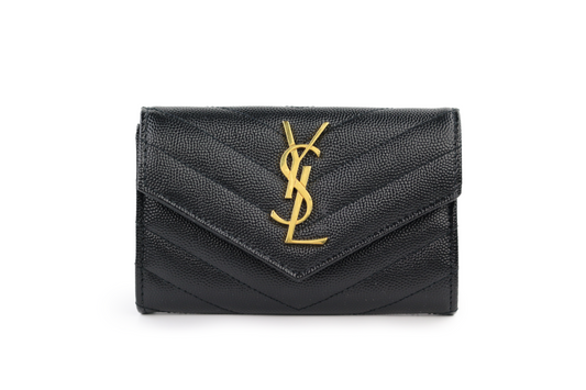 Black Matelasse Compact Wallet