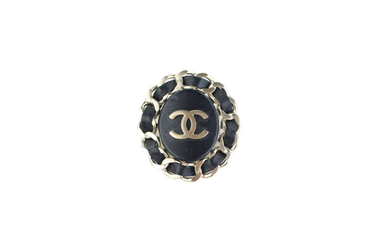 Brushed Gold/Leather Brooch