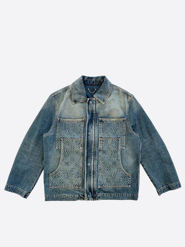 Grey Monogram Panel Denim Jacket