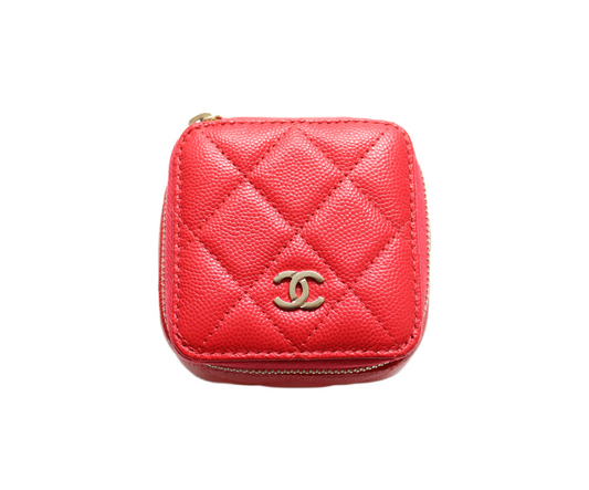 Red Caviar Zip Around Coin Holder
