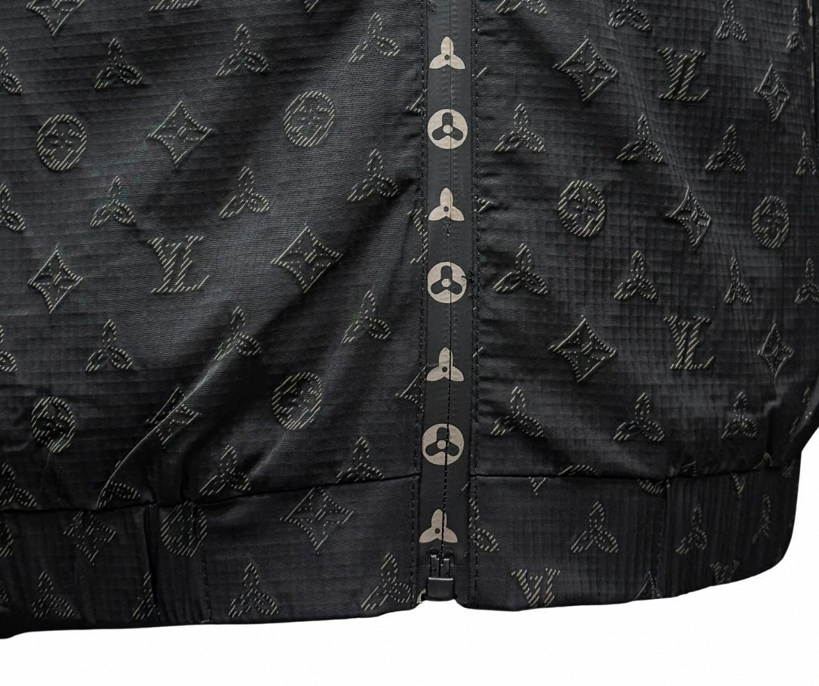 Black LV Monogram Hooded Windbreaker