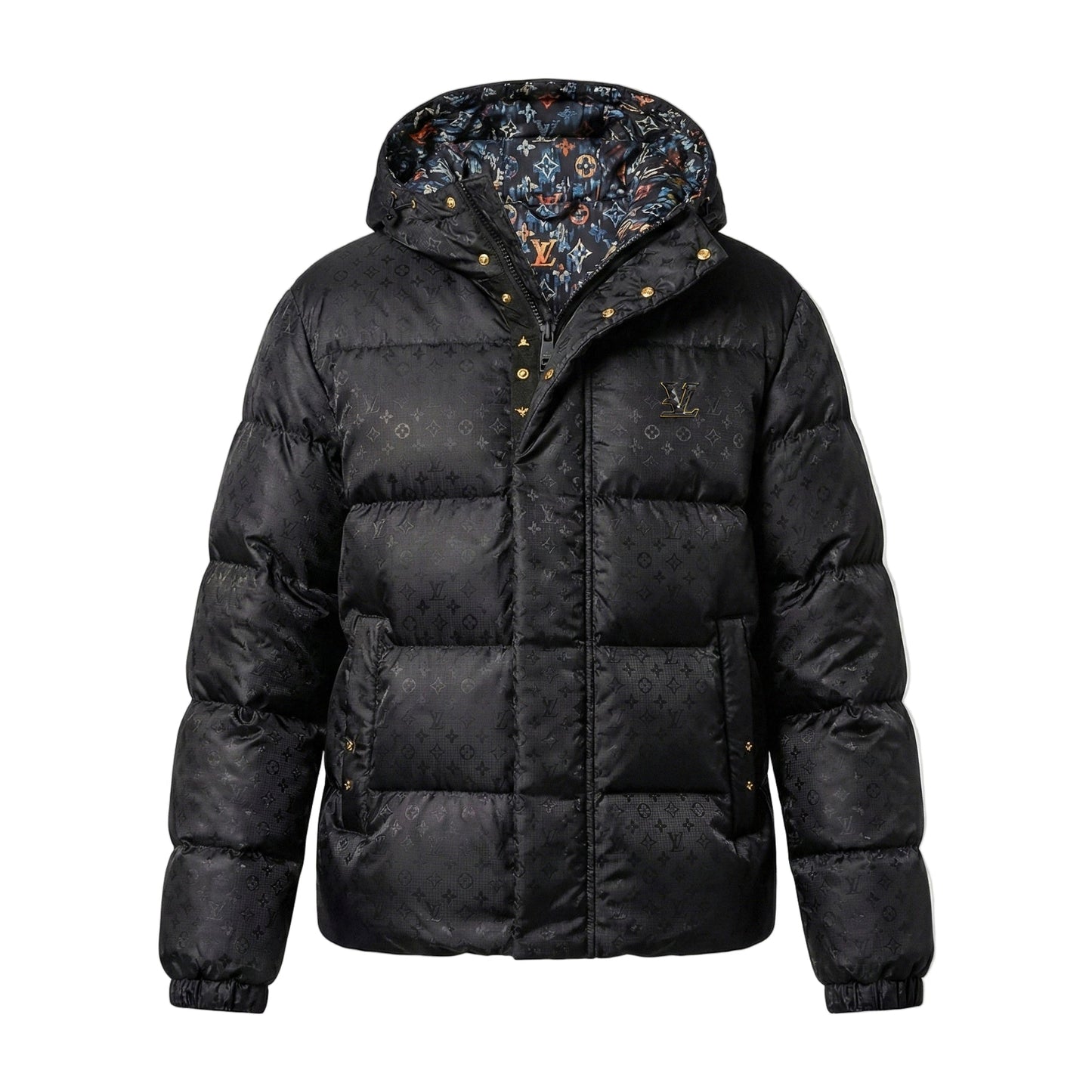 Glossy Monogram Puffer Jacket - Black