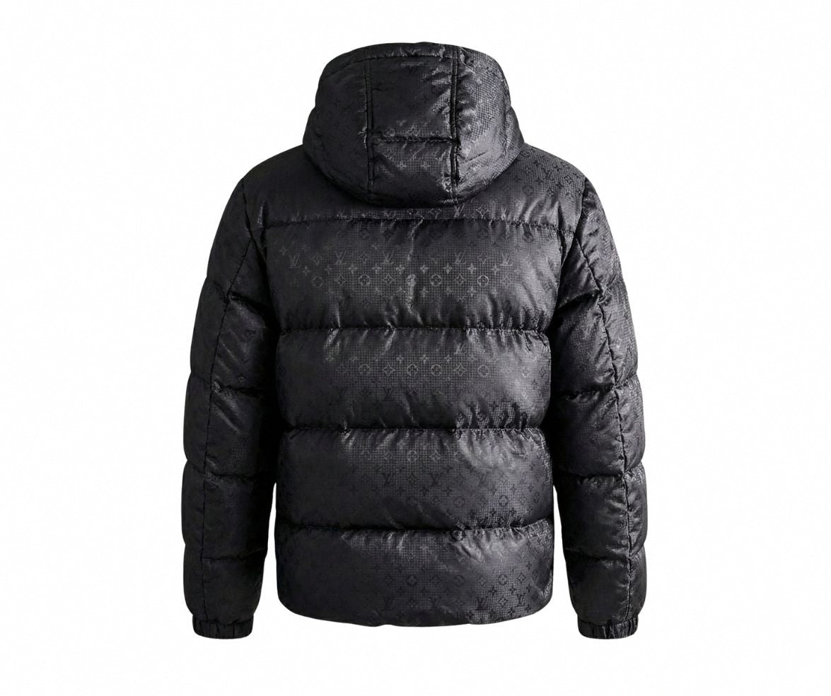 Glossy Monogram Puffer Jacket - Black