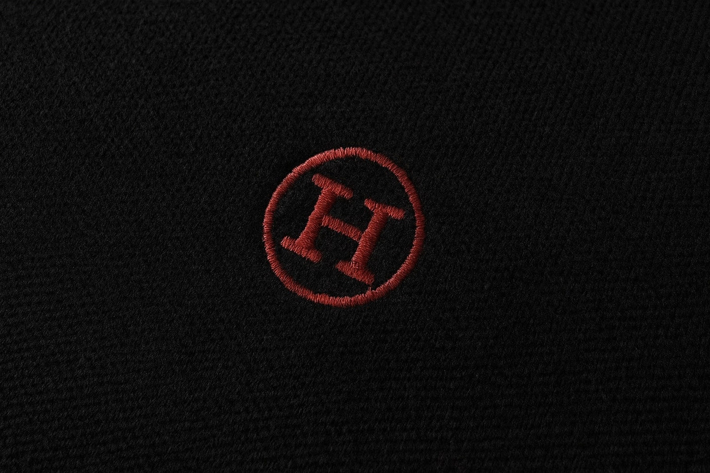 Signature Black Wool Crewneck Sweater with Red Trim