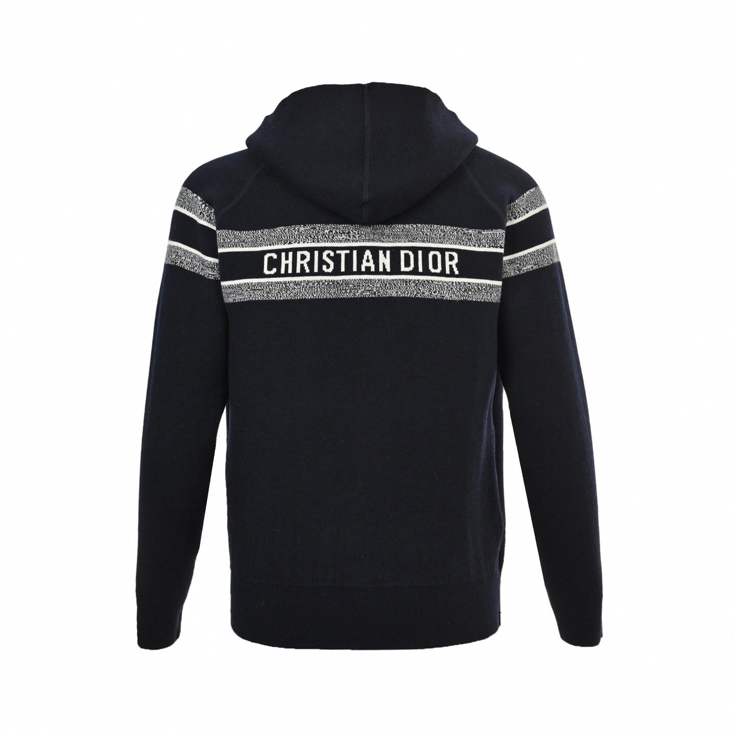 Oblique Zip-Up Knit Hoodie