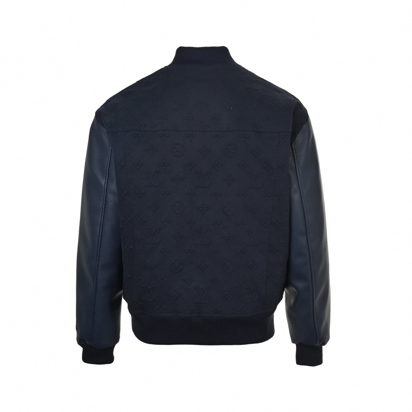 Navy Monogram Embossed Varsity Jacket