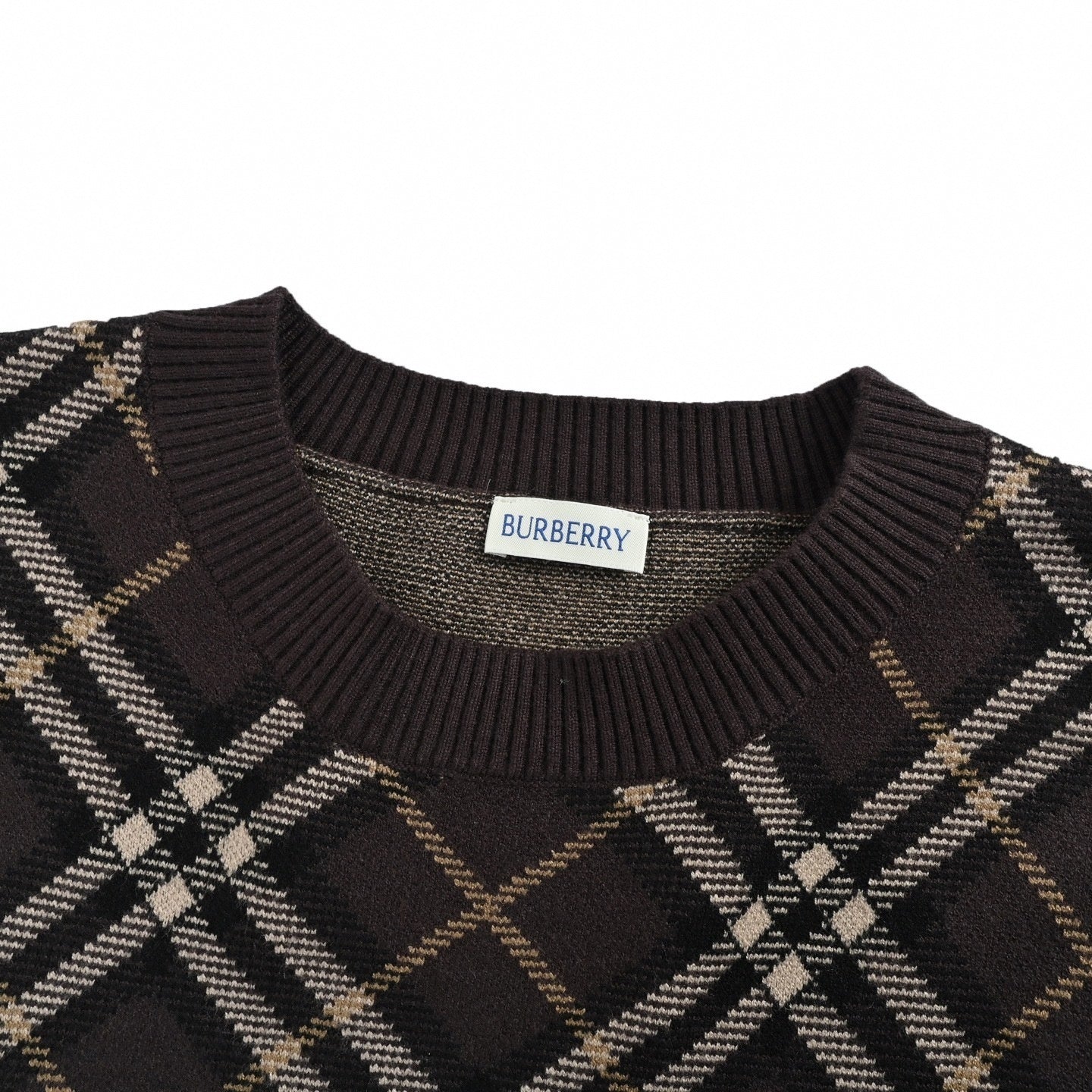 Brown Checked Wool Jumper