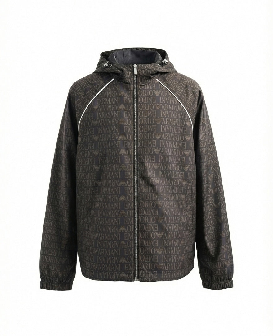 Monogram Print Hooded Windbreaker