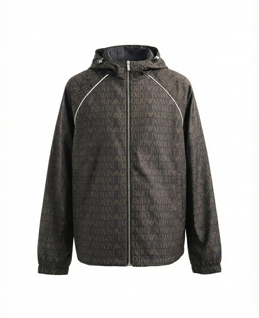 Monogram Print Hooded Windbreaker