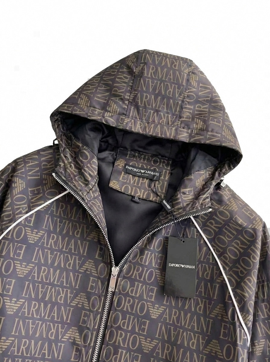 Monogram Print Hooded Windbreaker