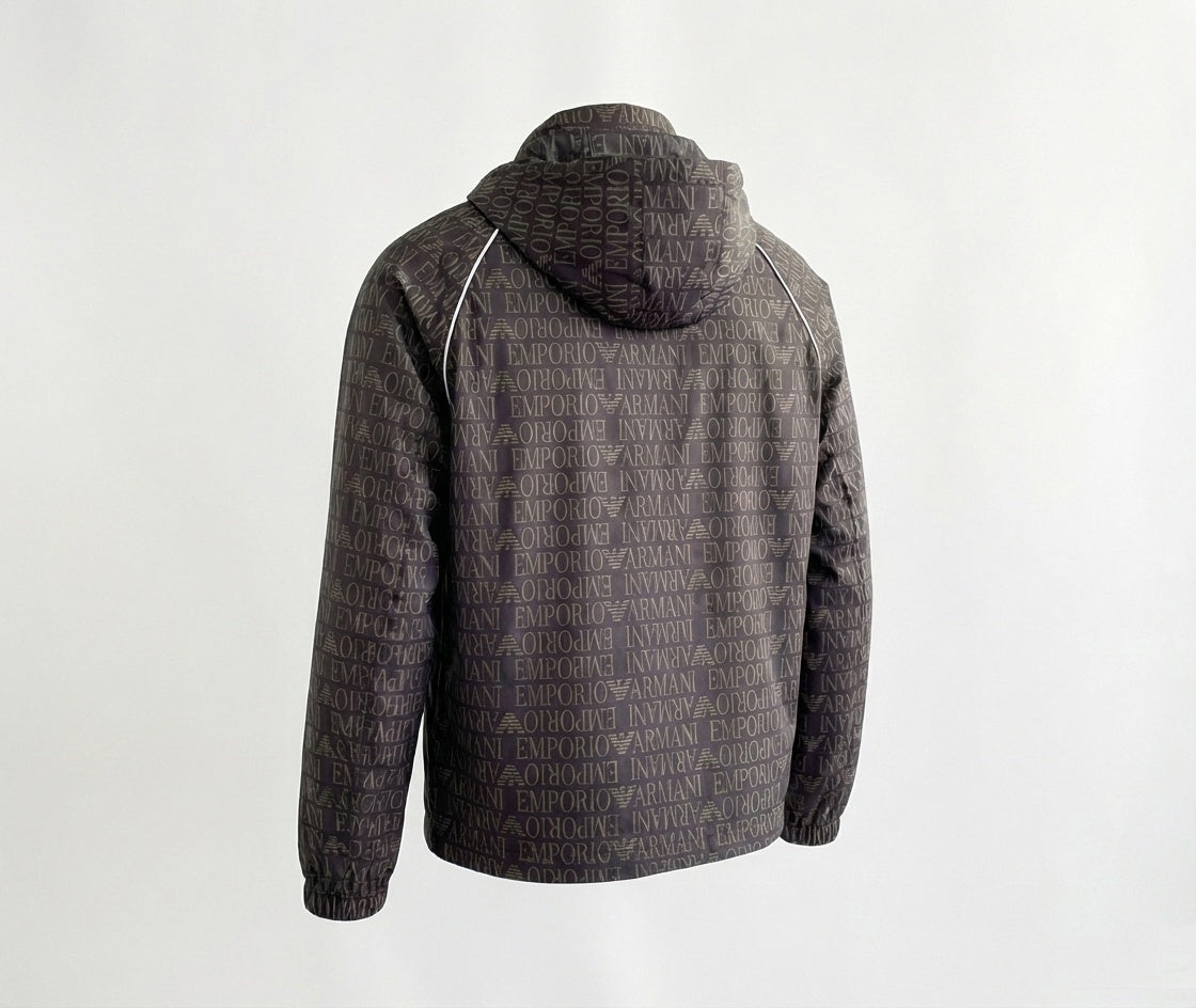 Monogram Print Hooded Windbreaker